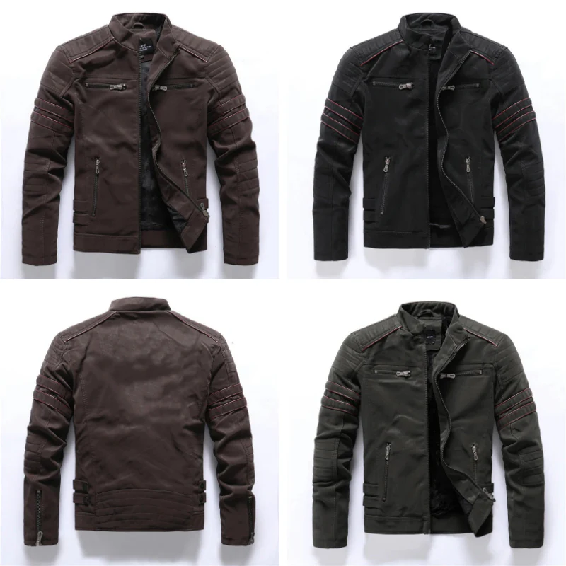 Klassische Luxus-Bikerjacke für Herren | Reißverschluss - Image 4