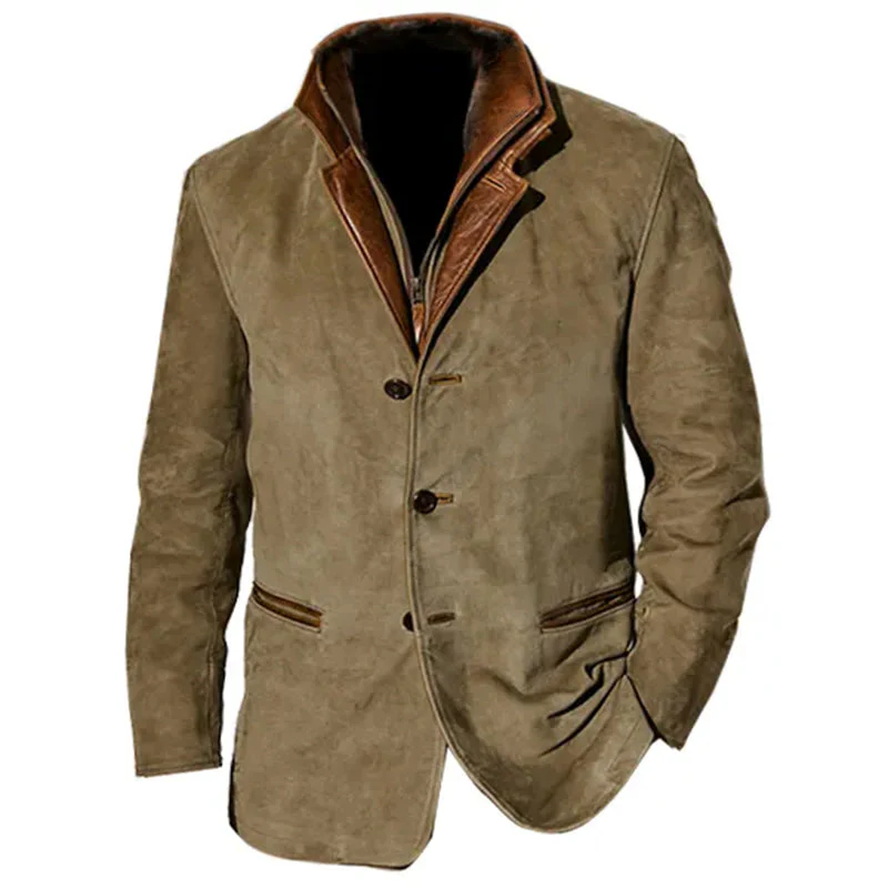 Klassische Wildleder Herren Jacke mit Lederbesatz - Image 2