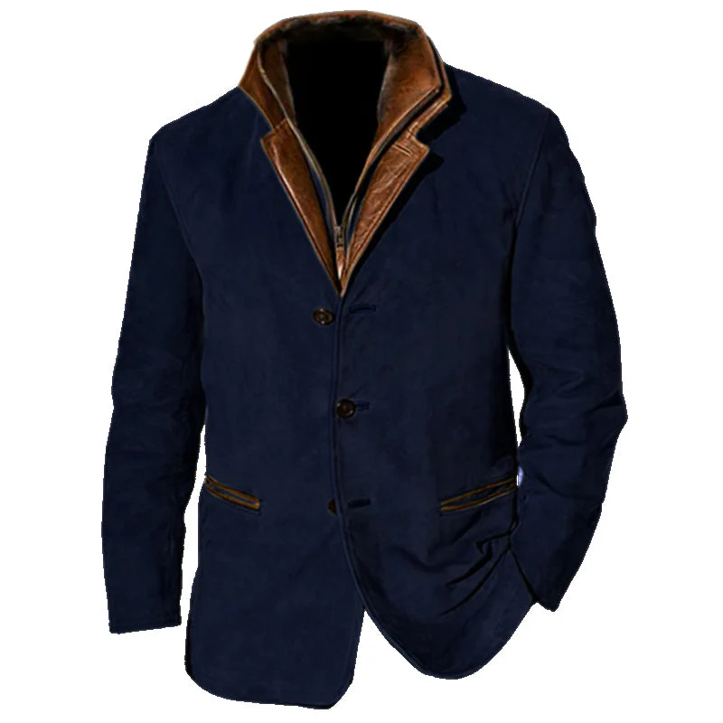 Klassische Wildleder Herren Jacke mit Lederbesatz - Image 3