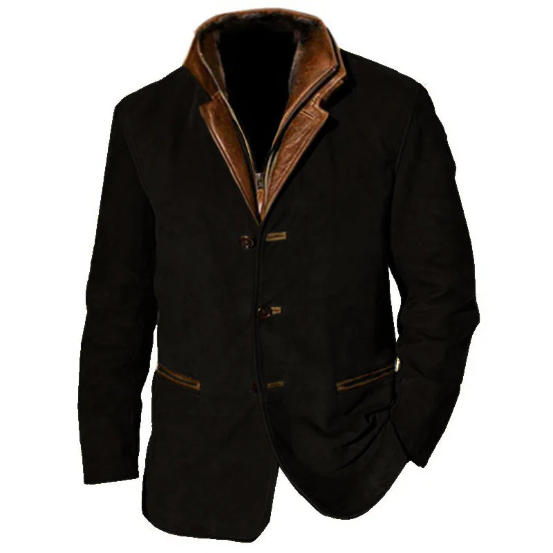 Klassische Wildleder Herren Jacke mit Lederbesatz - Image 4