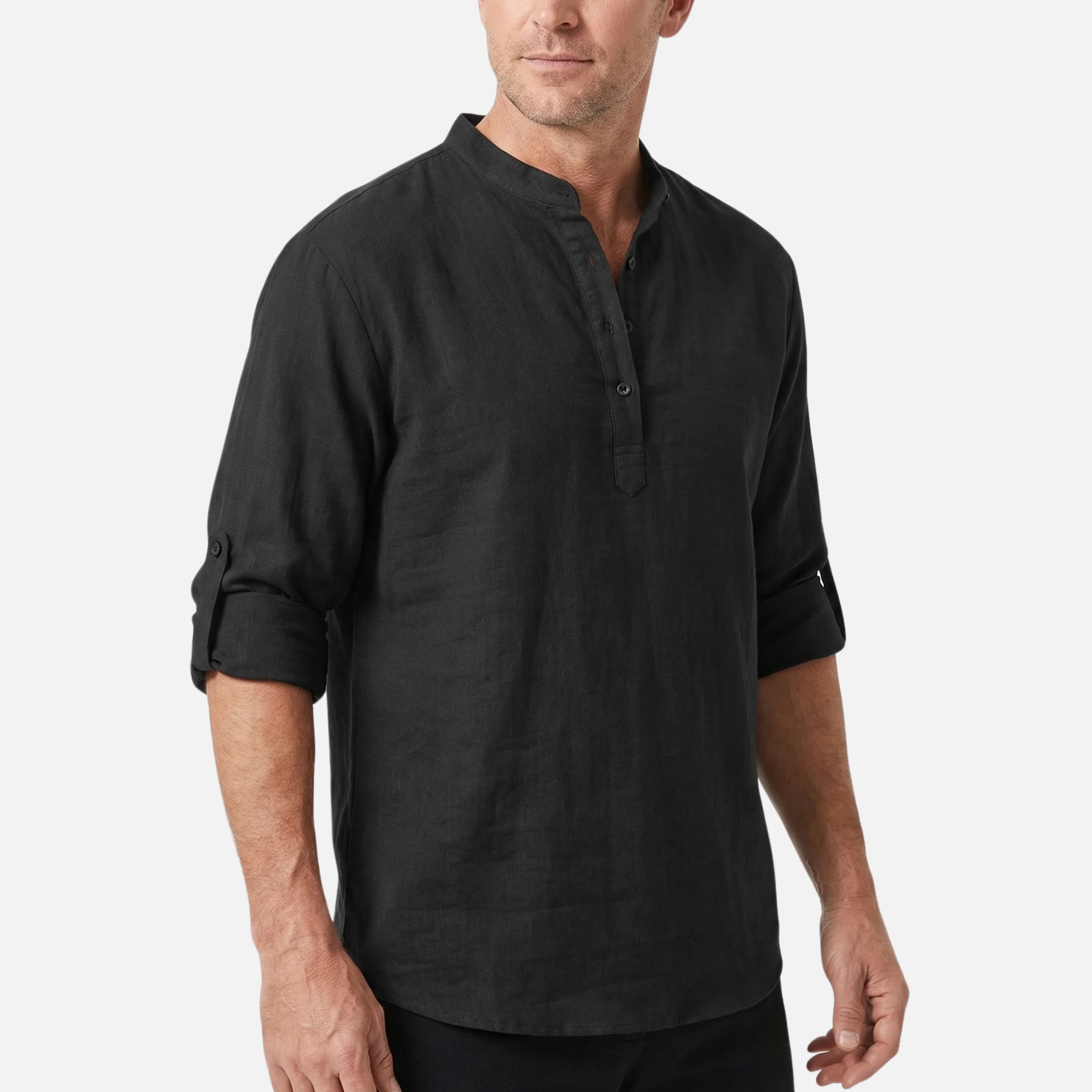 Alexander | Herren Klassisches Langarm Polo Chino-Kragen – Langarm Polo Herren
