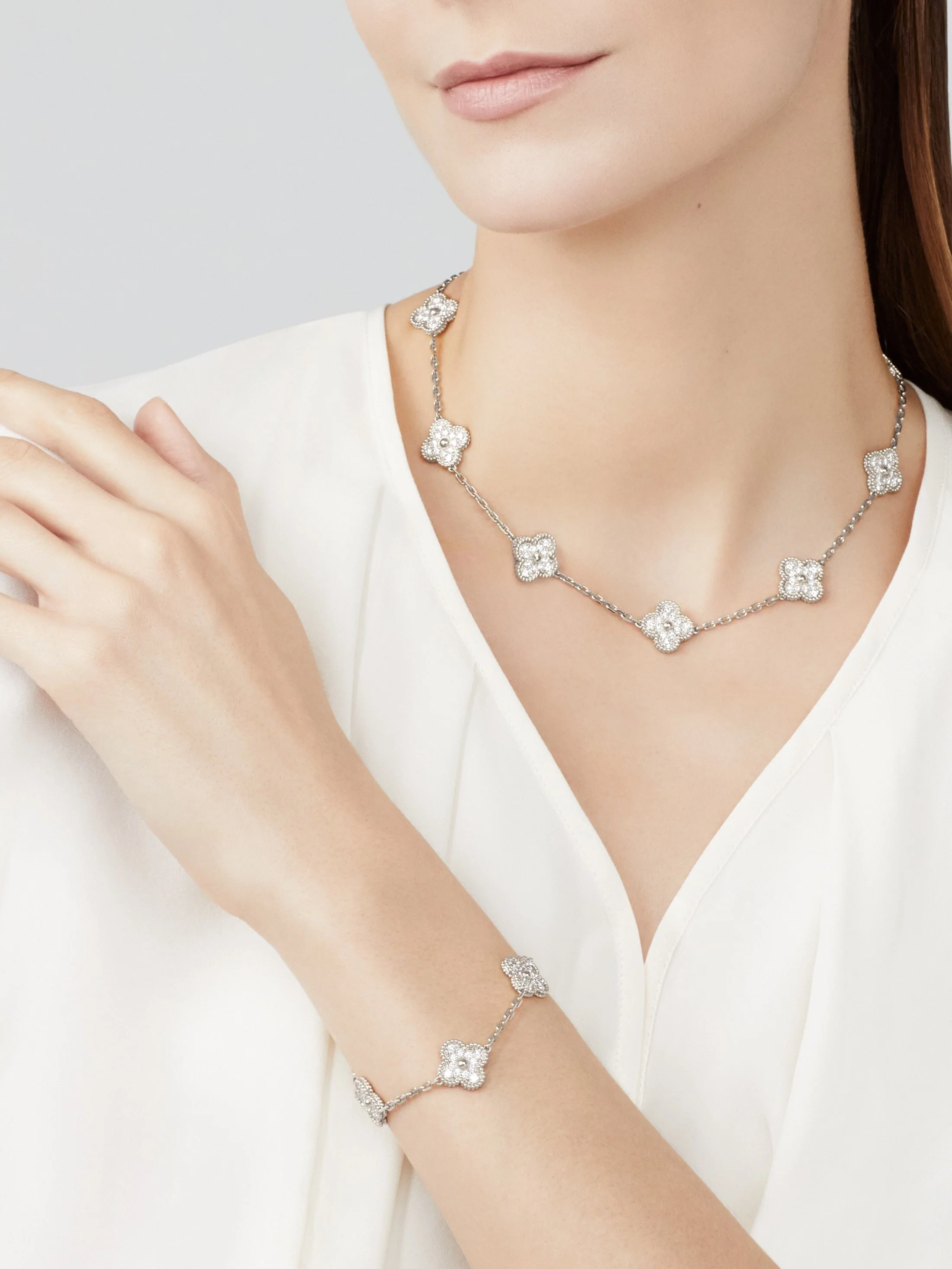 KLEEBLATT DIAMANT HALSKETTE 10 | SILBER - Image 2