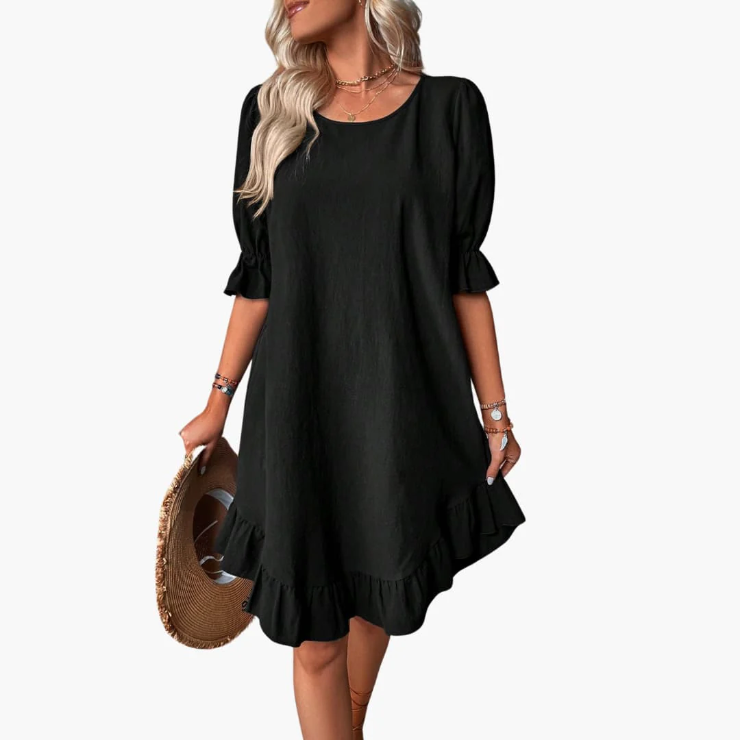 Kleid Damen - Freizeitkleid mit Volants und Puffärmeln Sommer - Image 2
