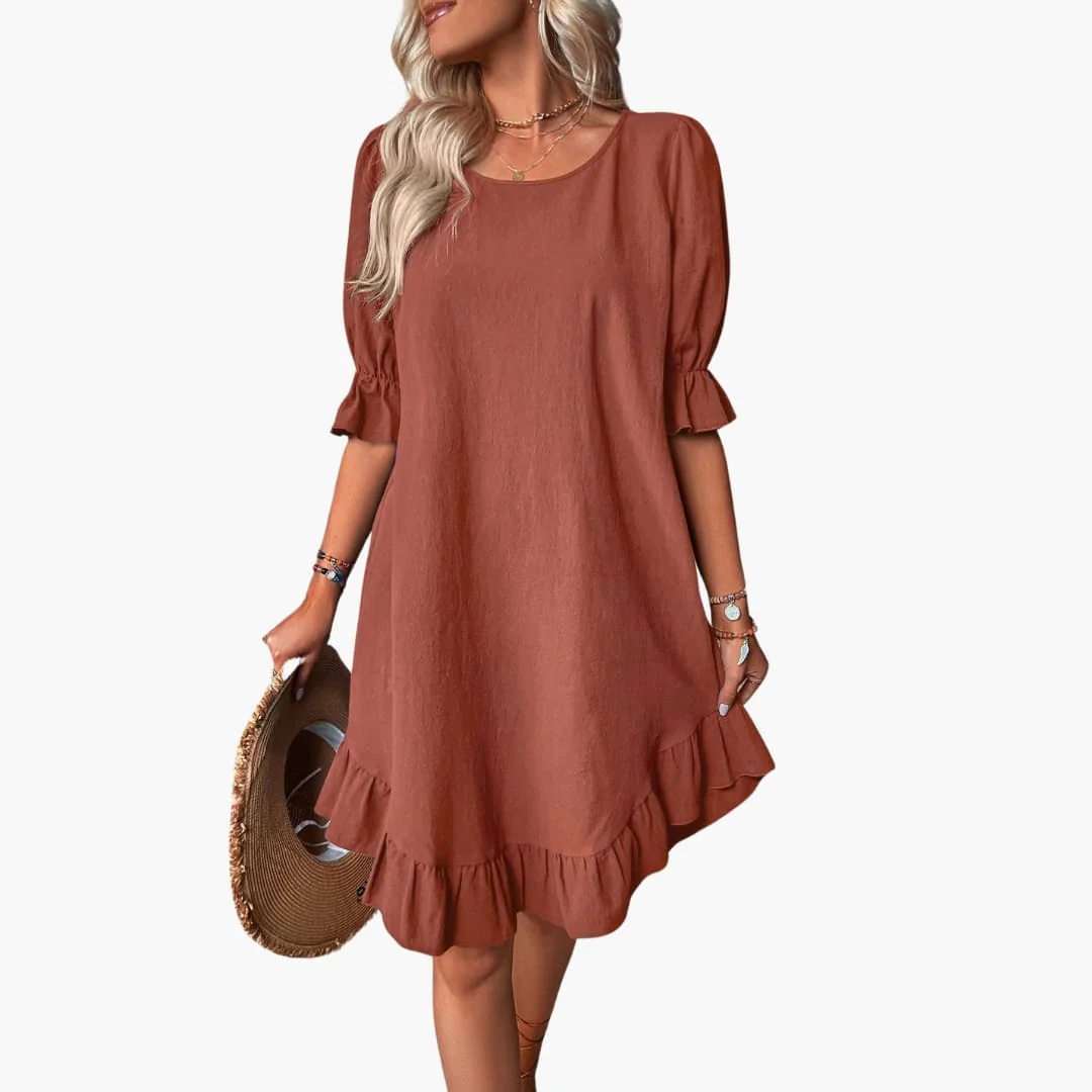 Kleid Damen - Freizeitkleid mit Volants und Puffärmeln Sommer - Image 4