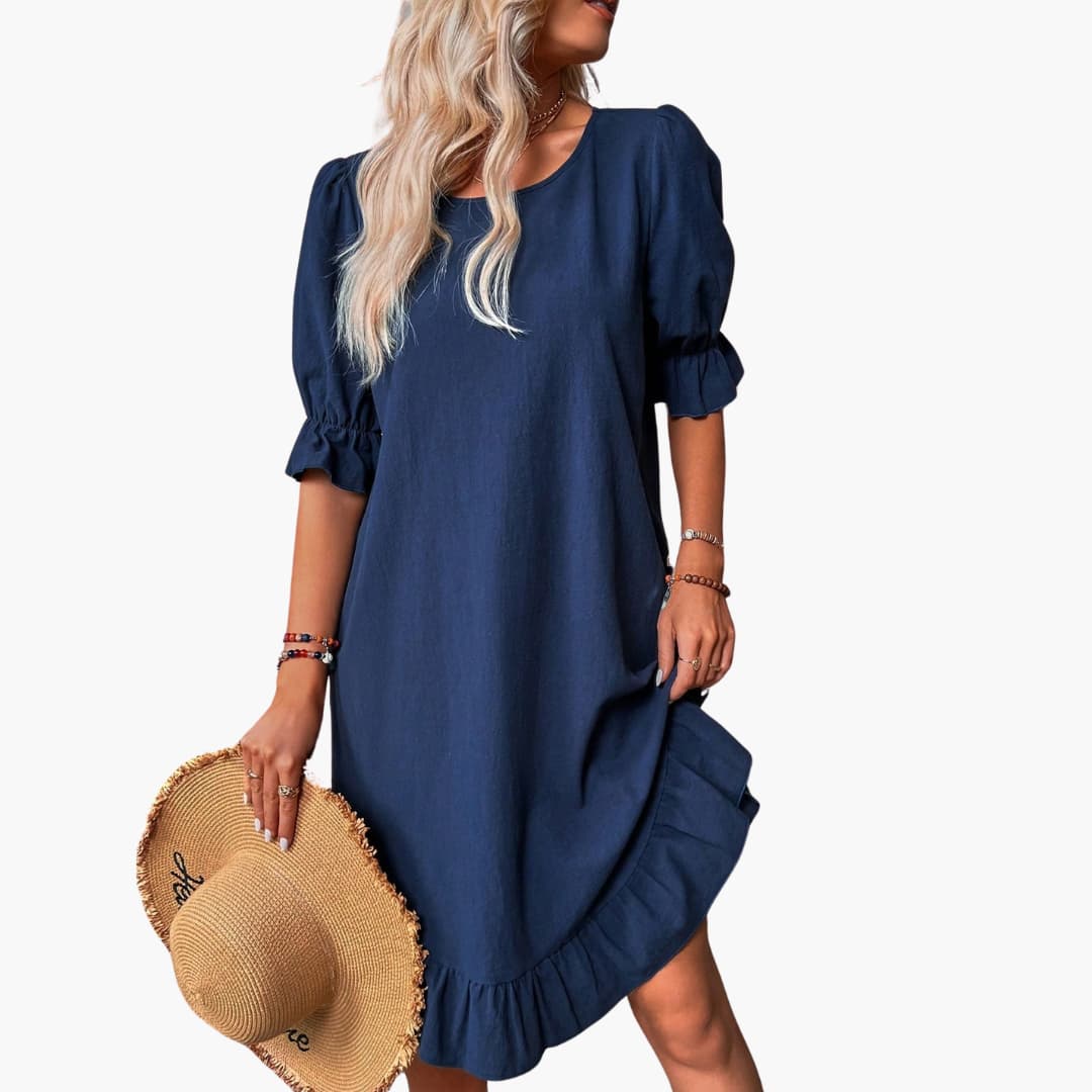 Kleid Damen - Freizeitkleid mit Volants und Puffärmeln Sommer - Image 8