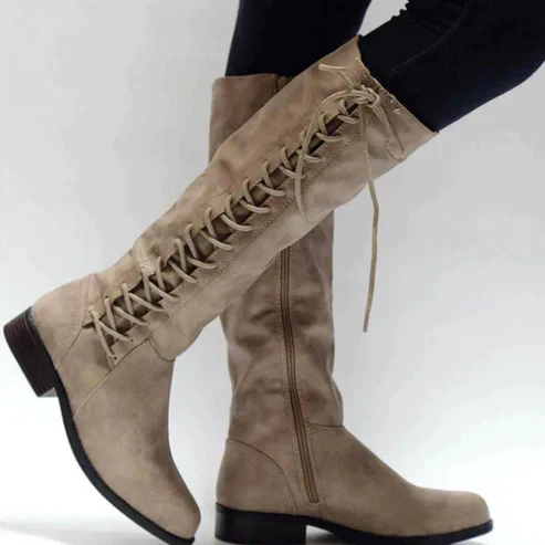 Kniehohe Schnürstiefel für Damen | Flach - Image 3