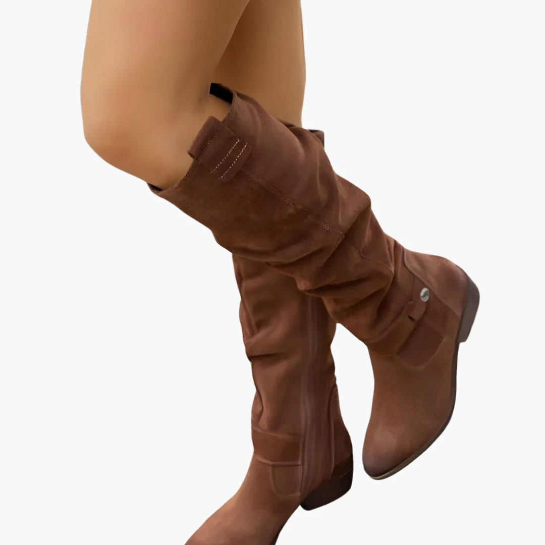 Kniehohe Stiefel - für Damen mit Blockabsatz und Reißverschluss - Image 2