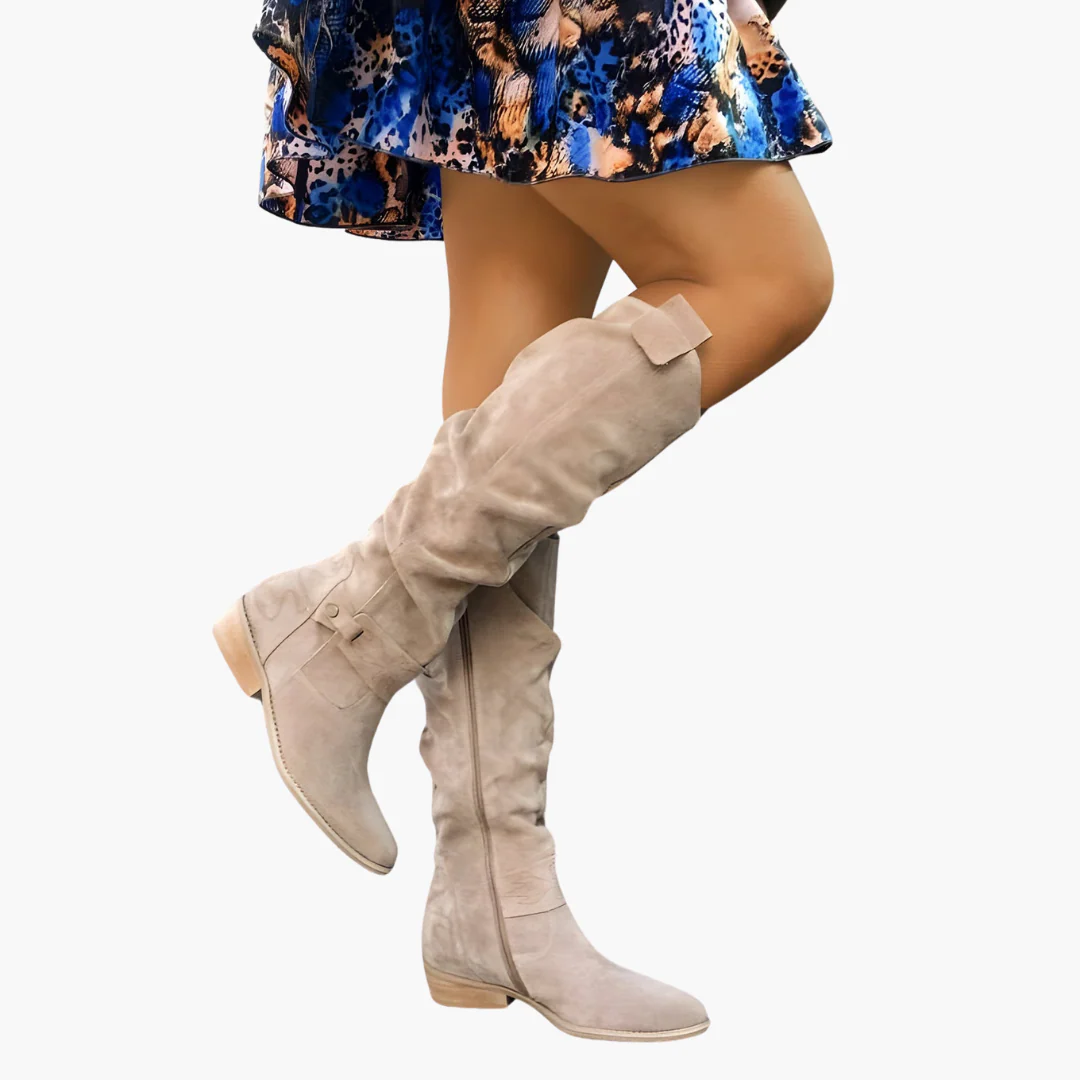 Kniehohe Stiefel - für Damen mit Blockabsatz und Reißverschluss - Image 3