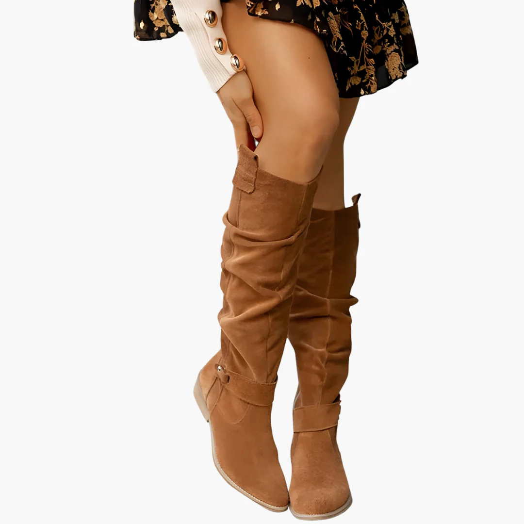 Kniehohe Stiefel - für Damen mit Blockabsatz und Reißverschluss - Image 6