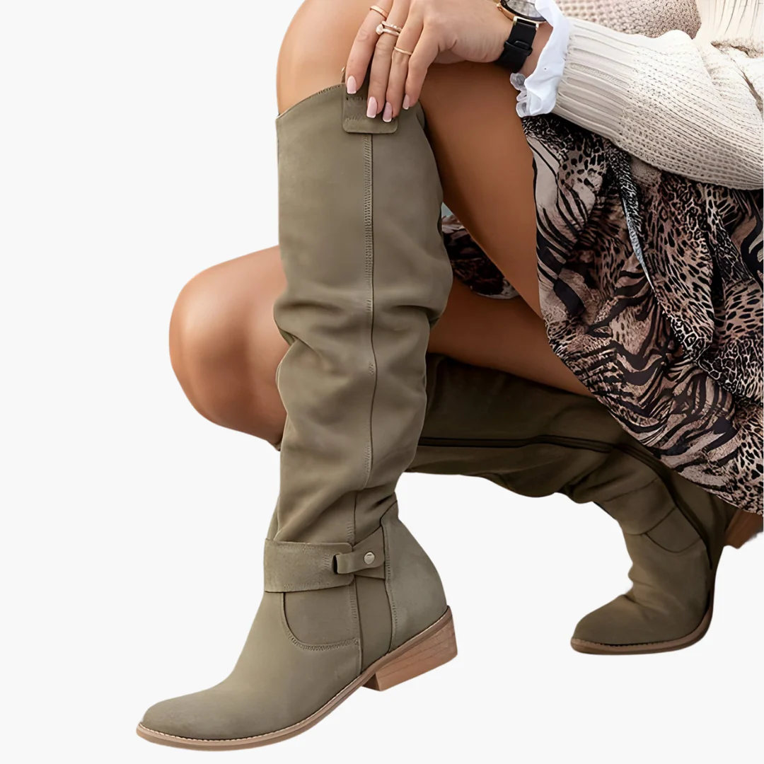 Kniehohe Stiefel - für Damen mit Blockabsatz und Reißverschluss - Image 7
