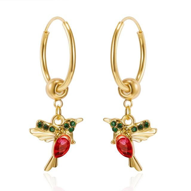 Kolibri Ohrringe mit Emaille und Zirkonen in Gold - Image 2