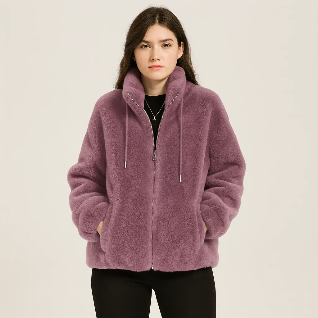 Kortney | Rote Plüschjacke aus Kunstpelz - Image 2
