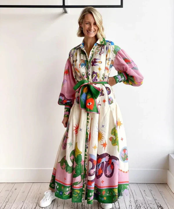 Kreativ bedrucktes Maxikleid für Frauen - Image 2