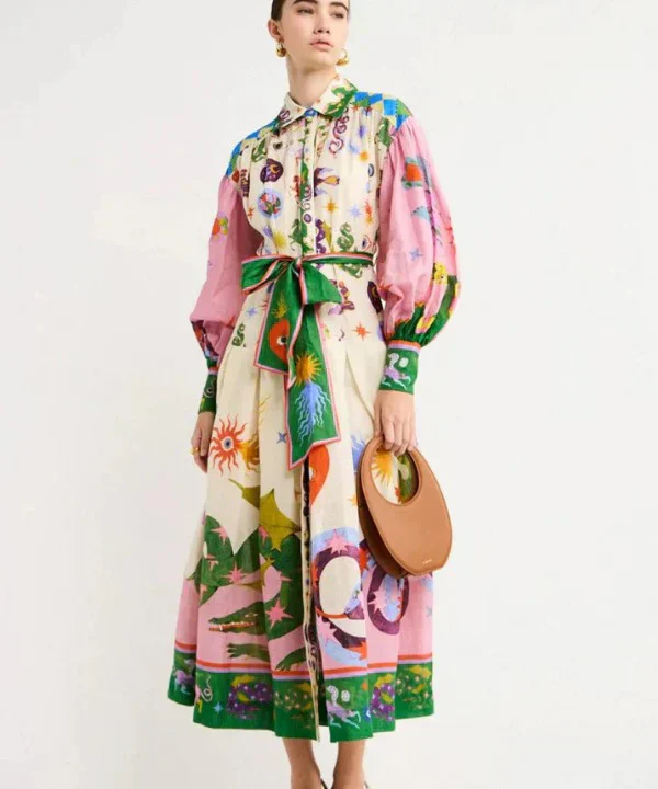 Kreativ bedrucktes Maxikleid für Frauen - Image 3