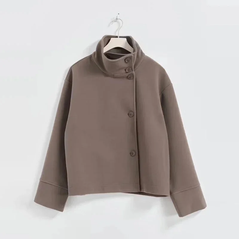 Yvonne | Damen Kurzer Mantel Knopfleiste Stehkragen – Kurz Mantel Modern 2026 - Image 12