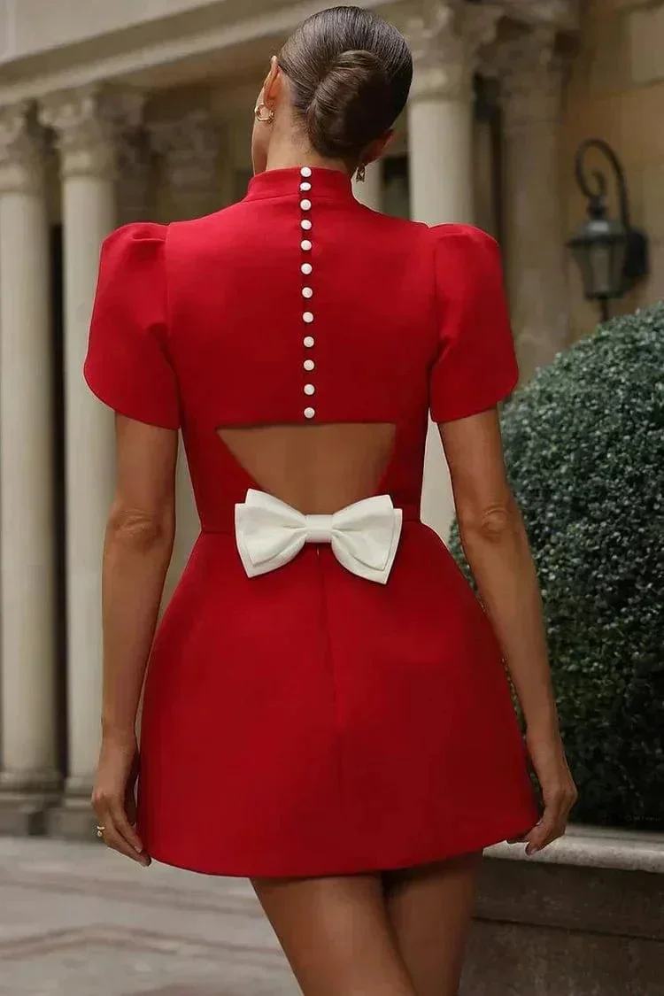 Anna | Damen Kurzes Abendkleid Strukturierte Ärmel – Cocktailkleid Abend 2026 - Image 6