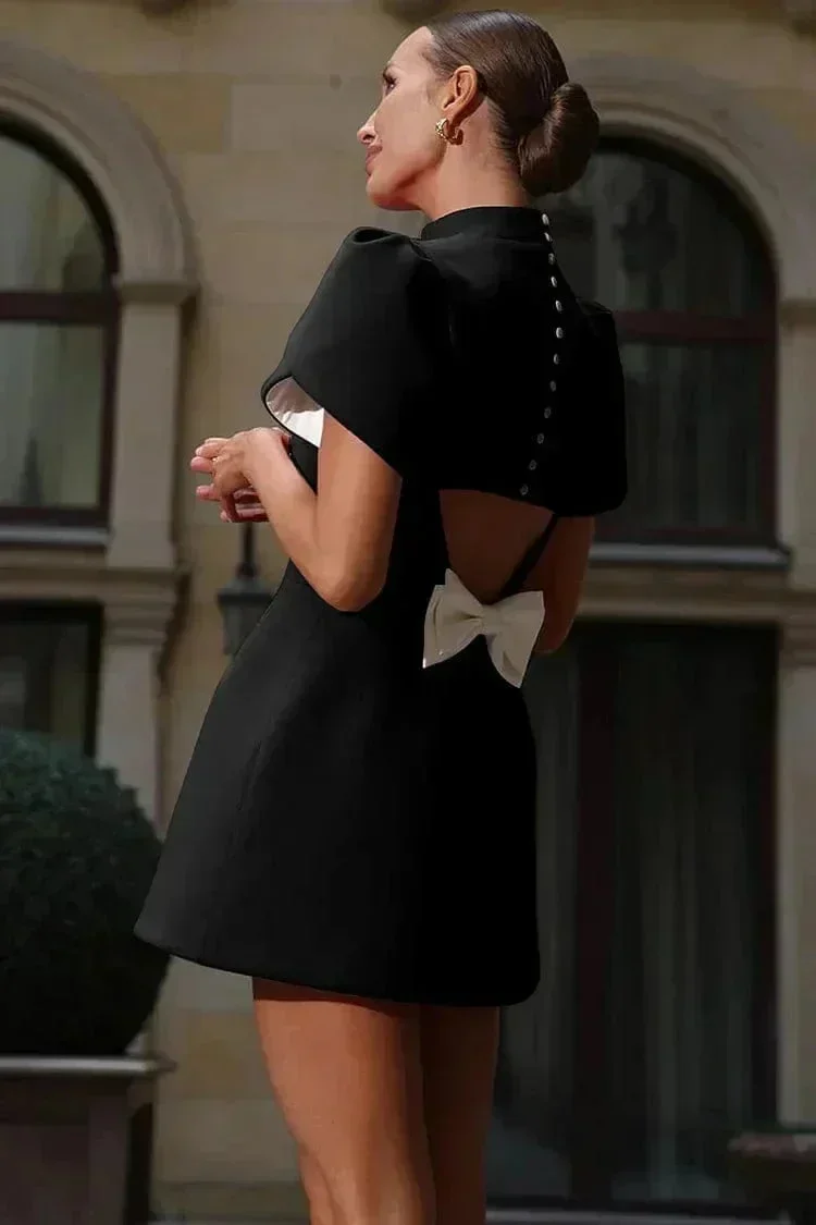 Anna | Damen Kurzes Abendkleid Strukturierte Ärmel – Cocktailkleid Abend 2026 - Image 8