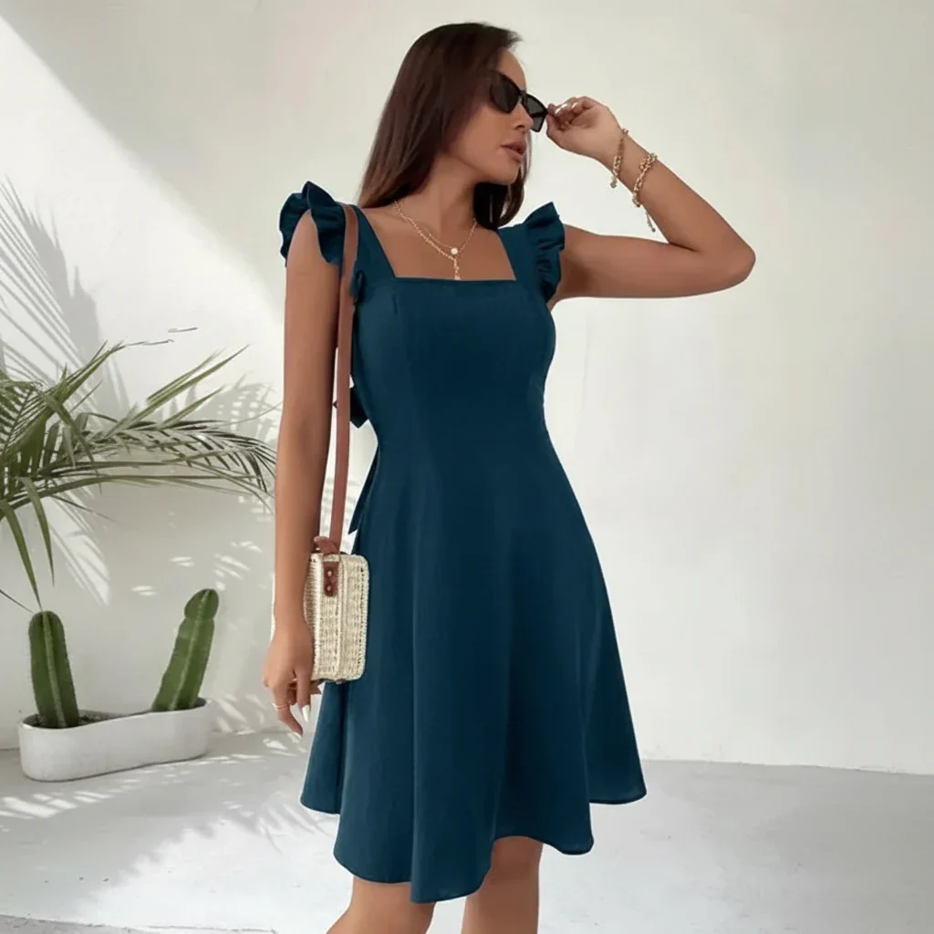 Lena | Damen Kurzes Ausgestelltes Kleid Rüschenärmel – Mini Kleid Rüschen 2026 - Image 17