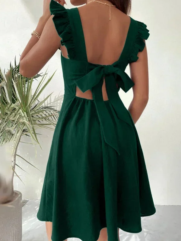 Lena | Damen Kurzes Ausgestelltes Kleid Rüschenärmel – Mini Kleid Rüschen 2026 - Image 2