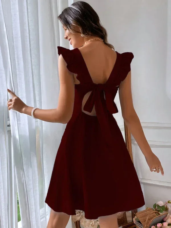 Lena | Damen Kurzes Ausgestelltes Kleid Rüschenärmel – Mini Kleid Rüschen 2026 - Image 7
