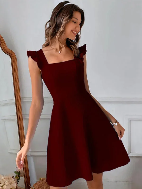 Lena | Damen Kurzes Ausgestelltes Kleid Rüschenärmel – Mini Kleid Rüschen 2026 - Image 8
