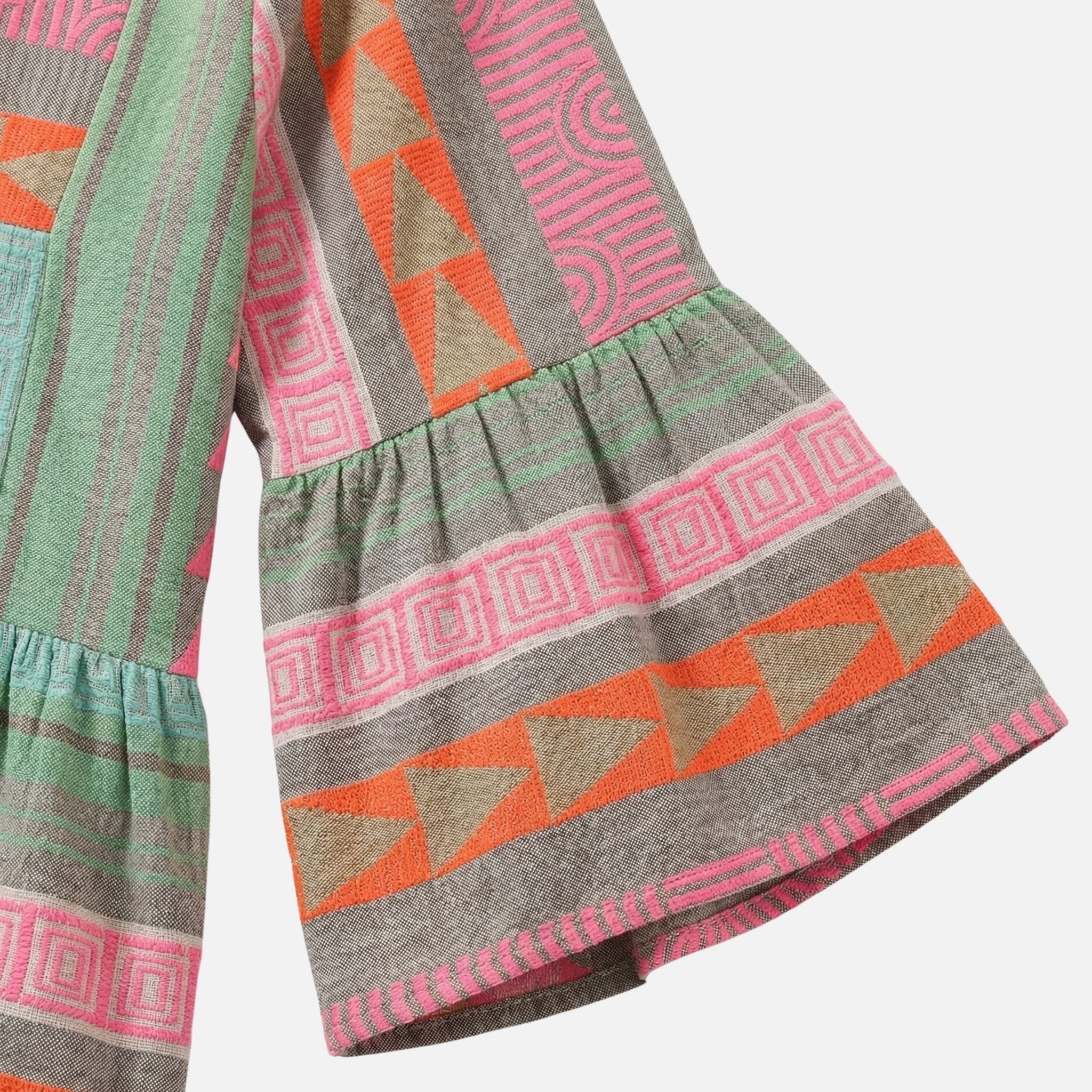 Greta | Damen Kurzes Gestuftes Leinenkleid V-Ausschnitt – Leinen Mini Sommerkleid - Image 6