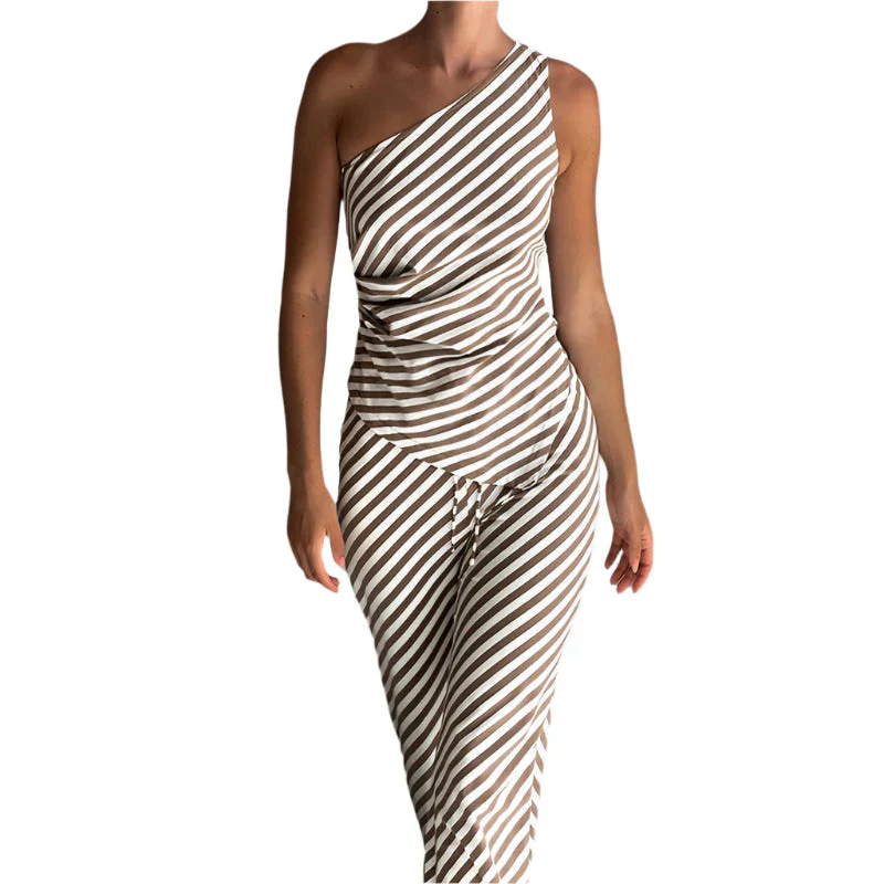 Laila - Ein-Schulter-Jumpsuit mit gestreiften, weiten Beinen - Image 2