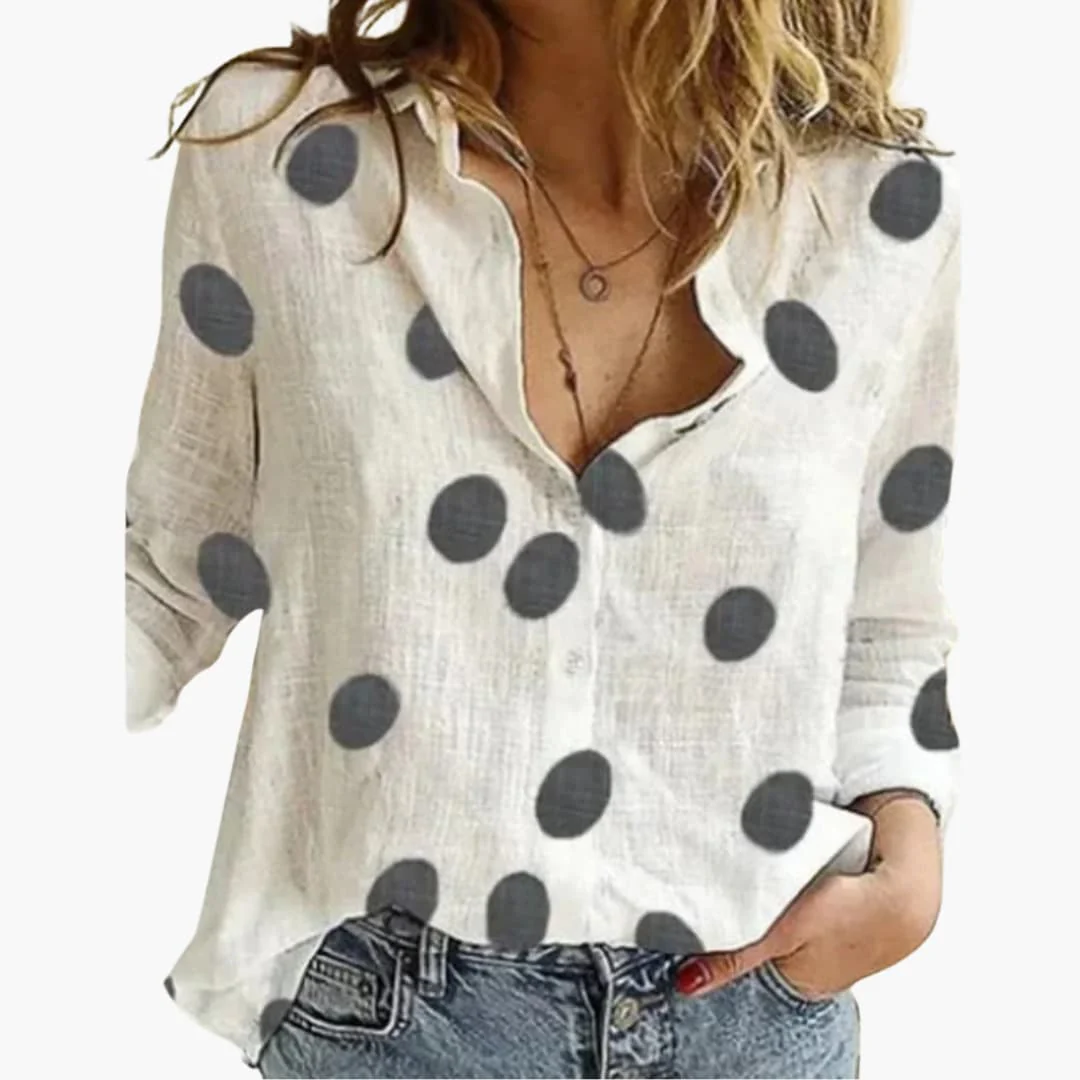 Langarm Damen-Bluse - Vintage Stil mit großen Punkten - Image 10