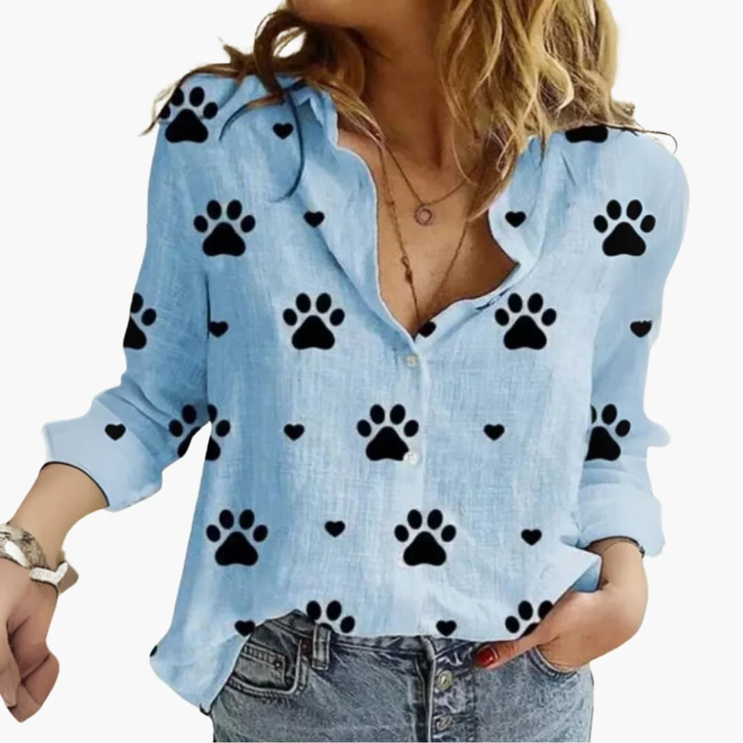 Langarm Damen-Bluse - Vintage Stil mit großen Punkten - Image 3