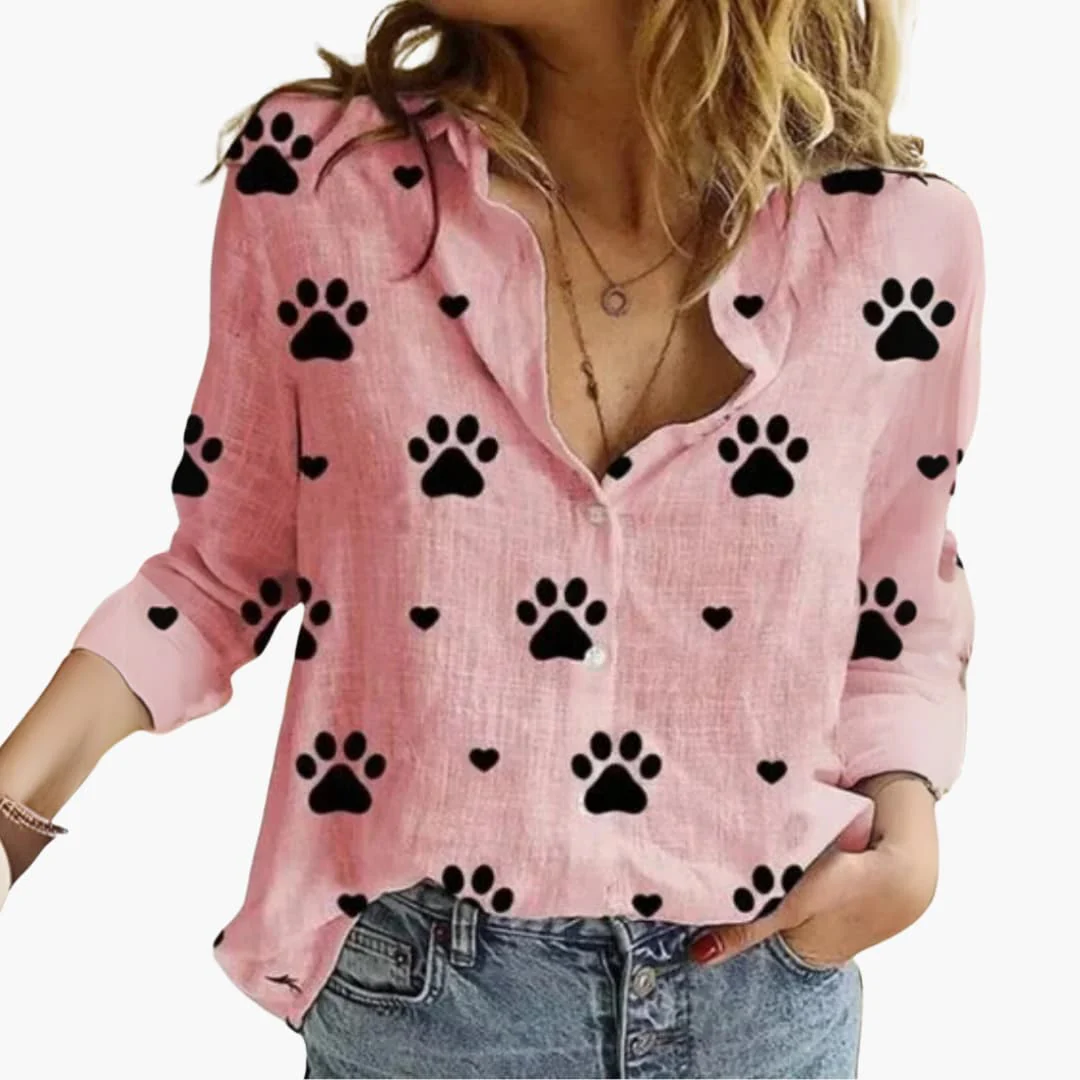 Langarm Damen-Bluse - Vintage Stil mit großen Punkten - Image 4