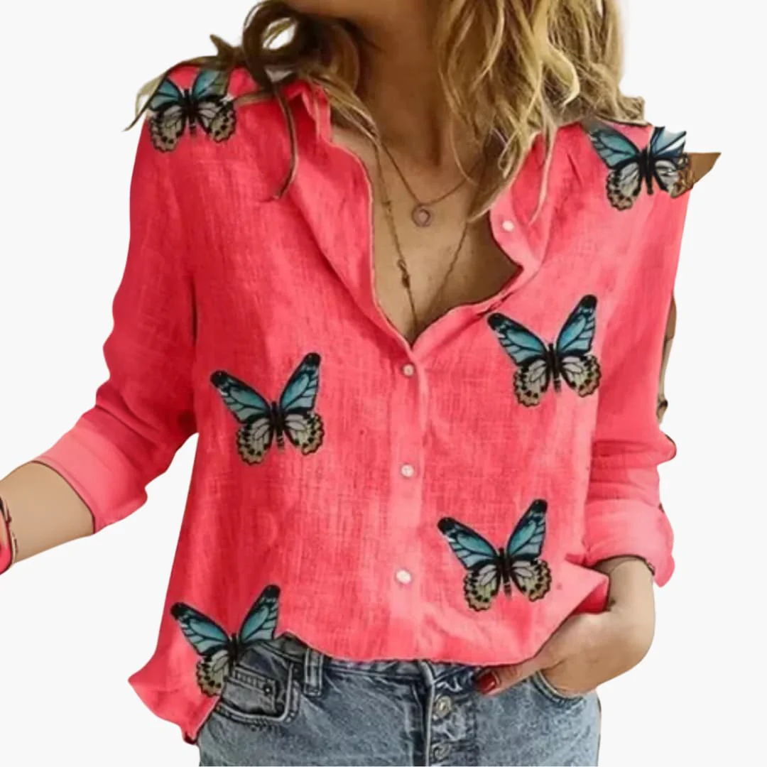 Langarm Damen-Bluse - Vintage Stil mit großen Punkten - Image 5