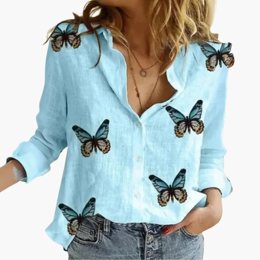 Langarm Damen-Bluse - Vintage Stil mit großen Punkten - Image 6