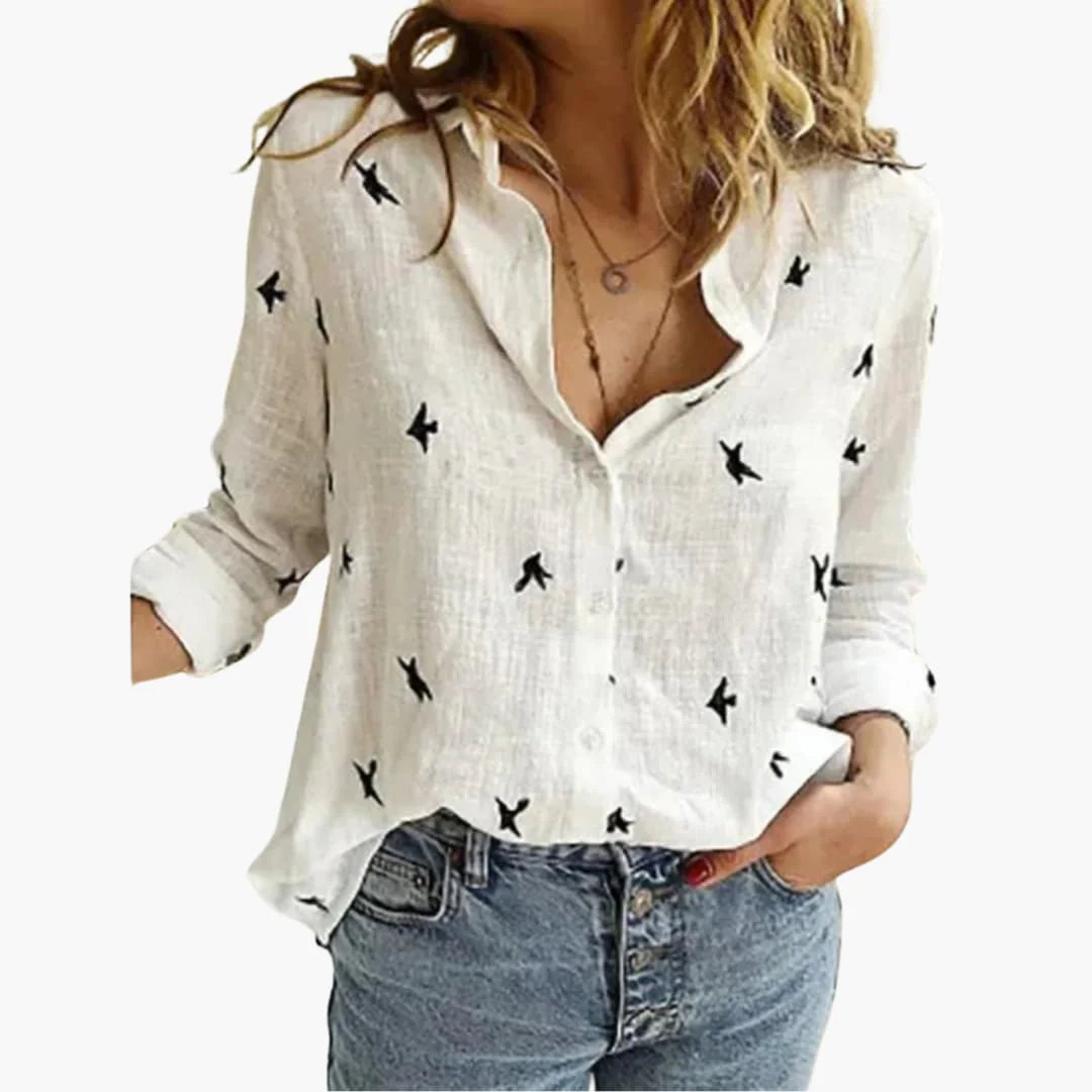 Langarm Damen-Bluse - Vintage Stil mit großen Punkten - Image 8