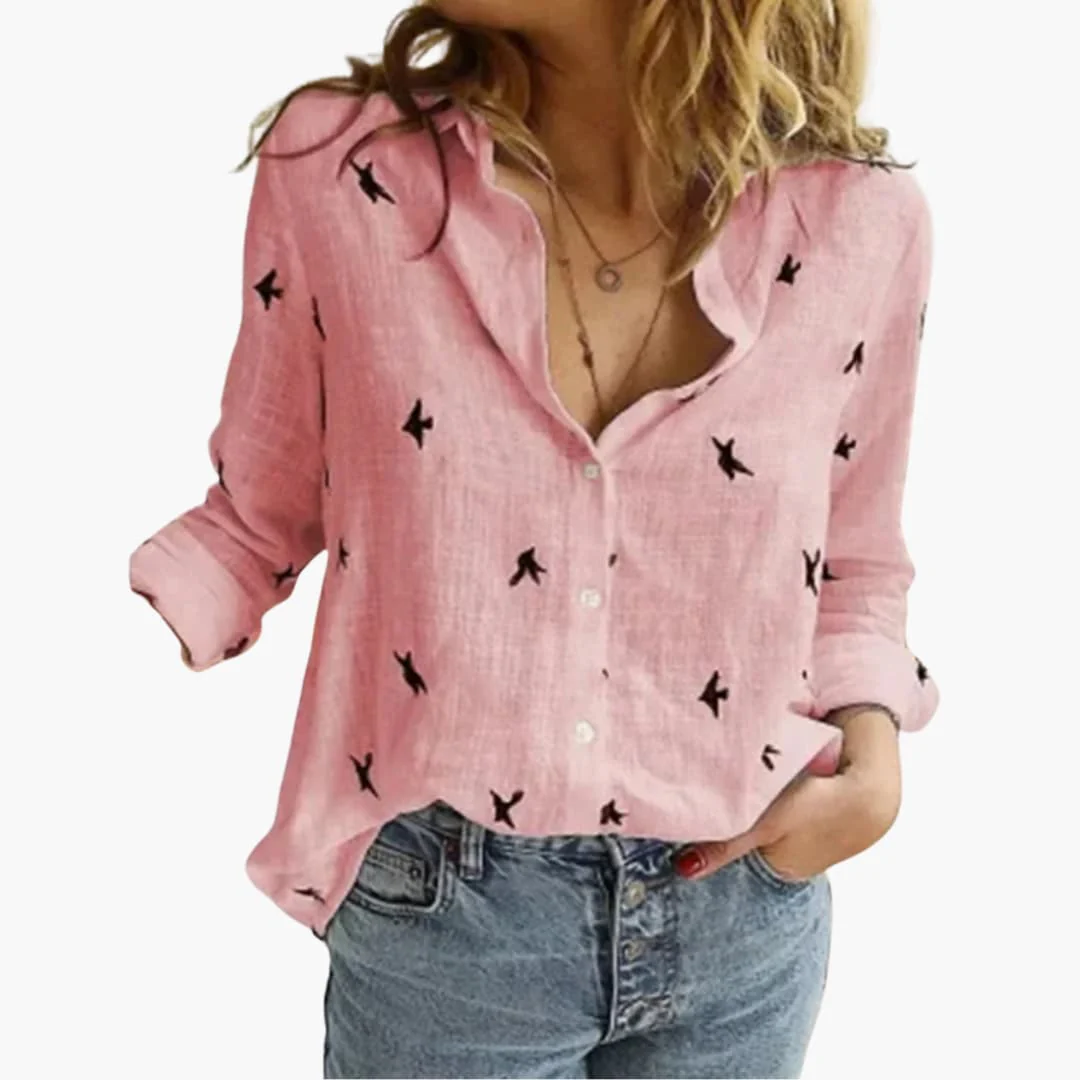 Langarm Damen-Bluse - Vintage Stil mit großen Punkten - Image 9