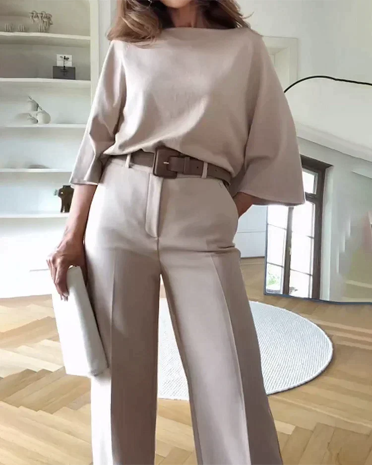 Langärmelige Bluse und Hose Set für Damen - Image 2