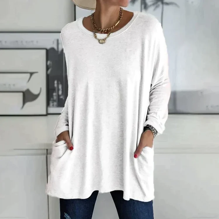 Langärmeliger Rundhals-Pullover für Damen - Image 2