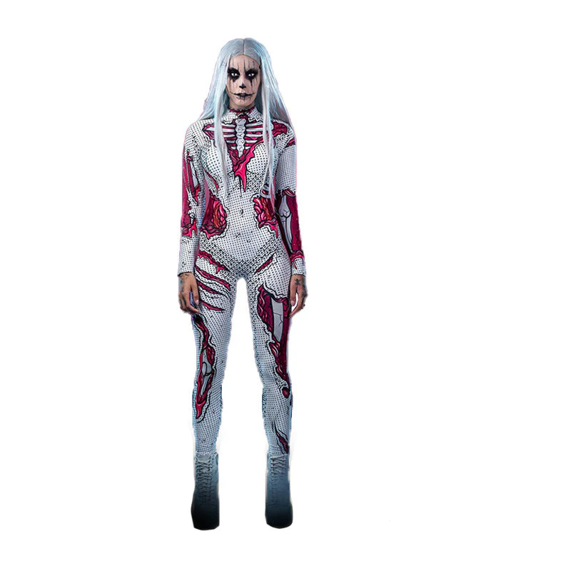 Langärmeliger Skelett Druck Halloween Kostum - Image 3