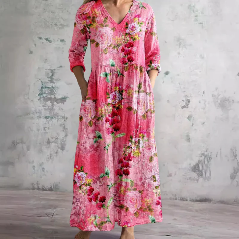 Langärmeliges florales Sommerkleid für Damen | Maxi - Image 5