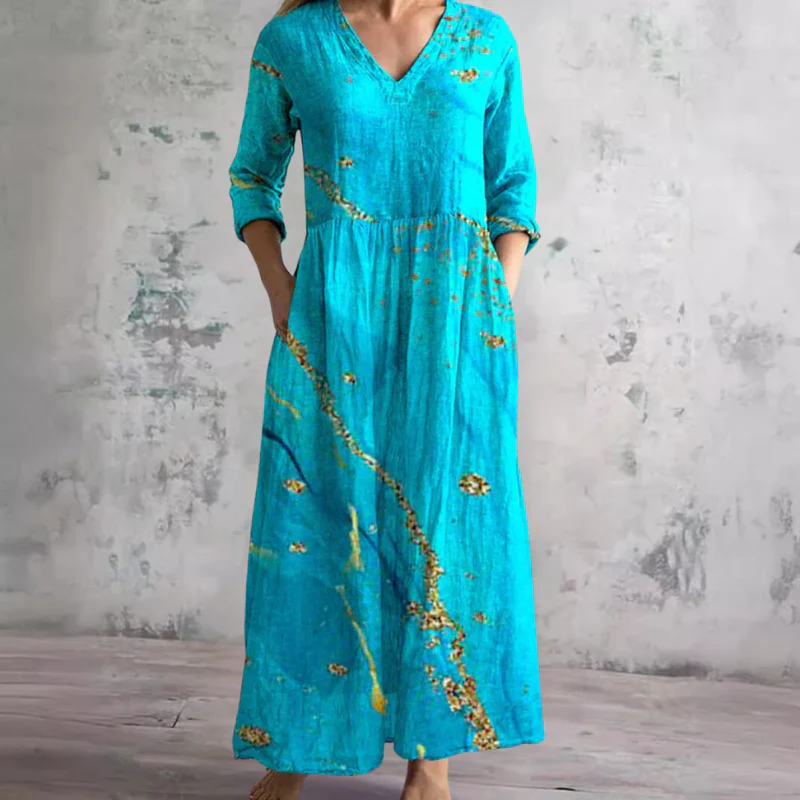 Langärmeliges florales Sommerkleid für Damen | Maxi - Image 8