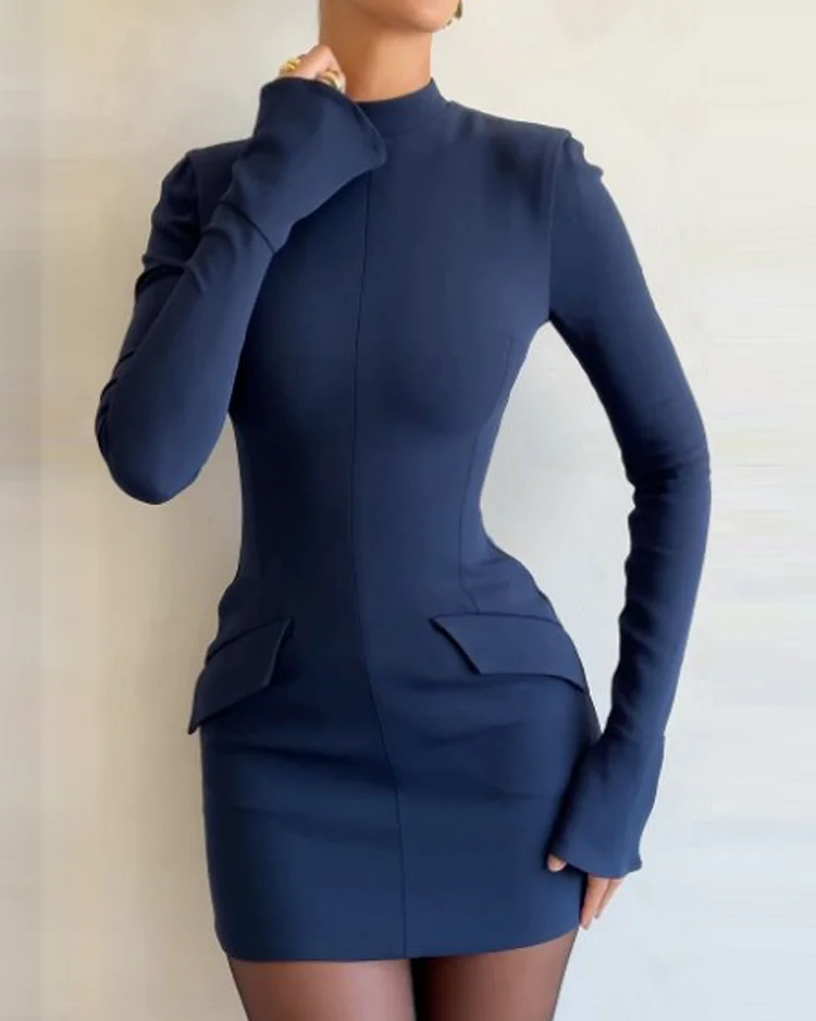 LANGÄRMLIGES KURZES KLEID - Image 6