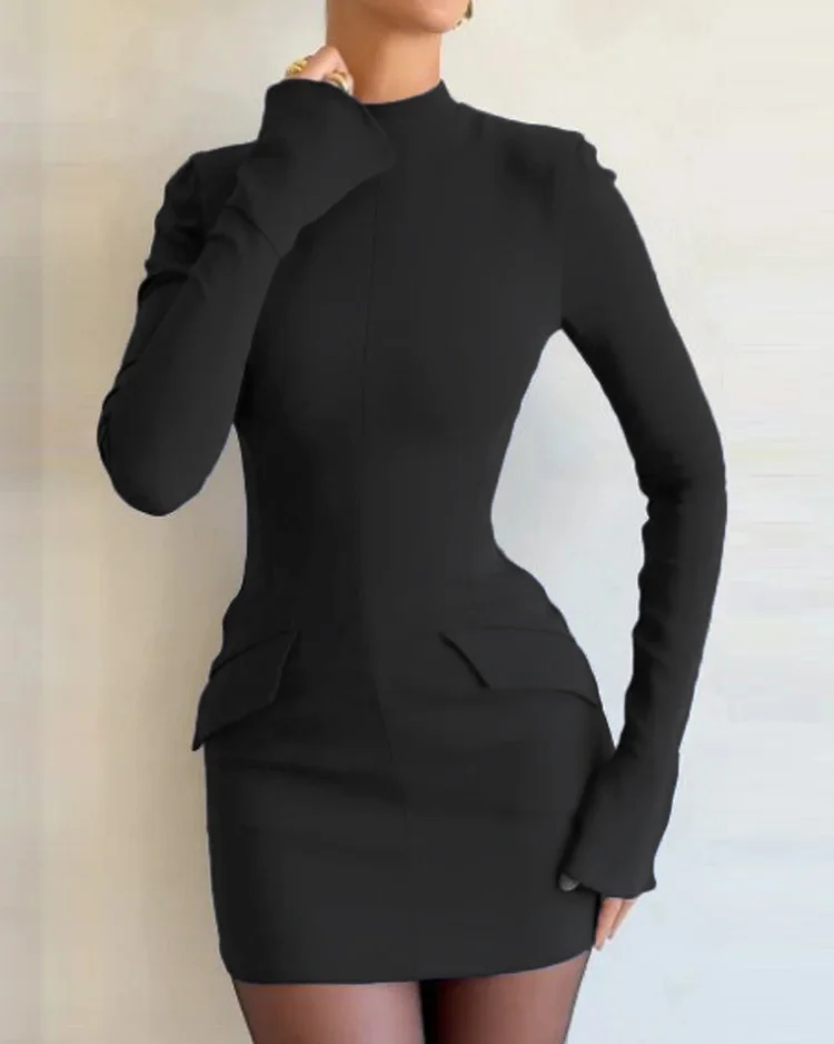 LANGÄRMLIGES KURZES KLEID - Image 7