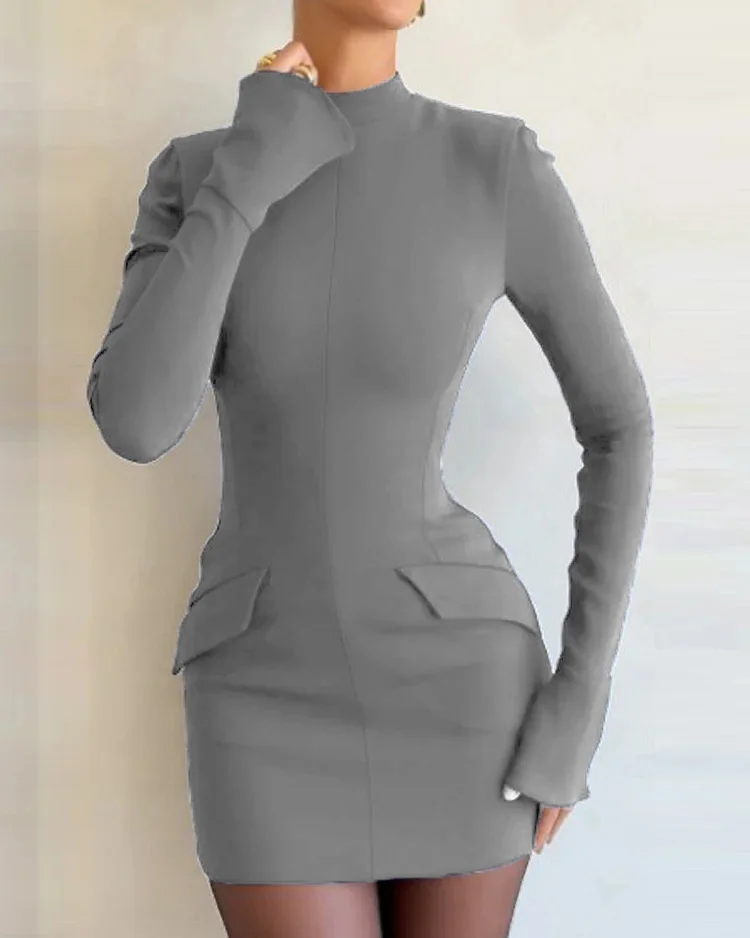LANGÄRMLIGES KURZES KLEID - Image 8
