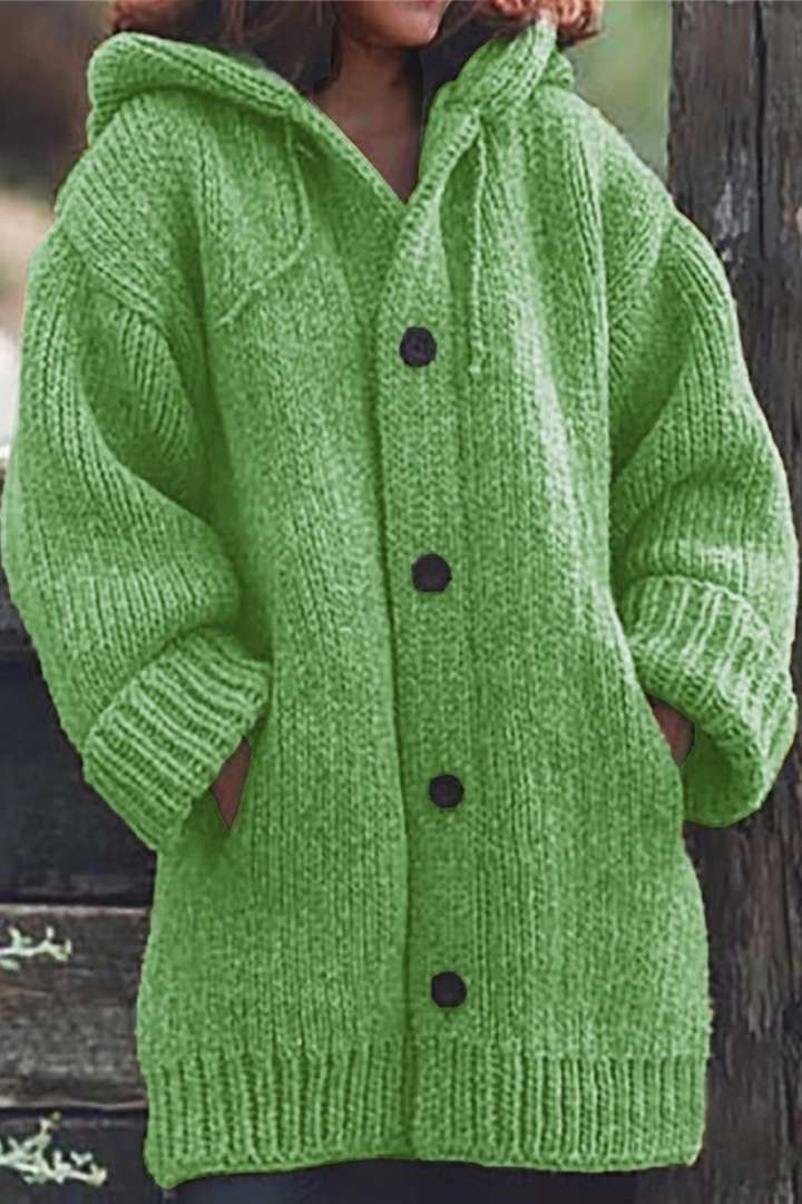 Lange Damen-Strickjacke mit Kapuze | Warme - Image 4