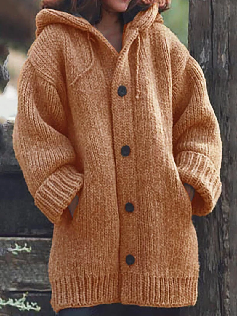 Lange Damen-Strickjacke mit Kapuze | Warme - Image 5