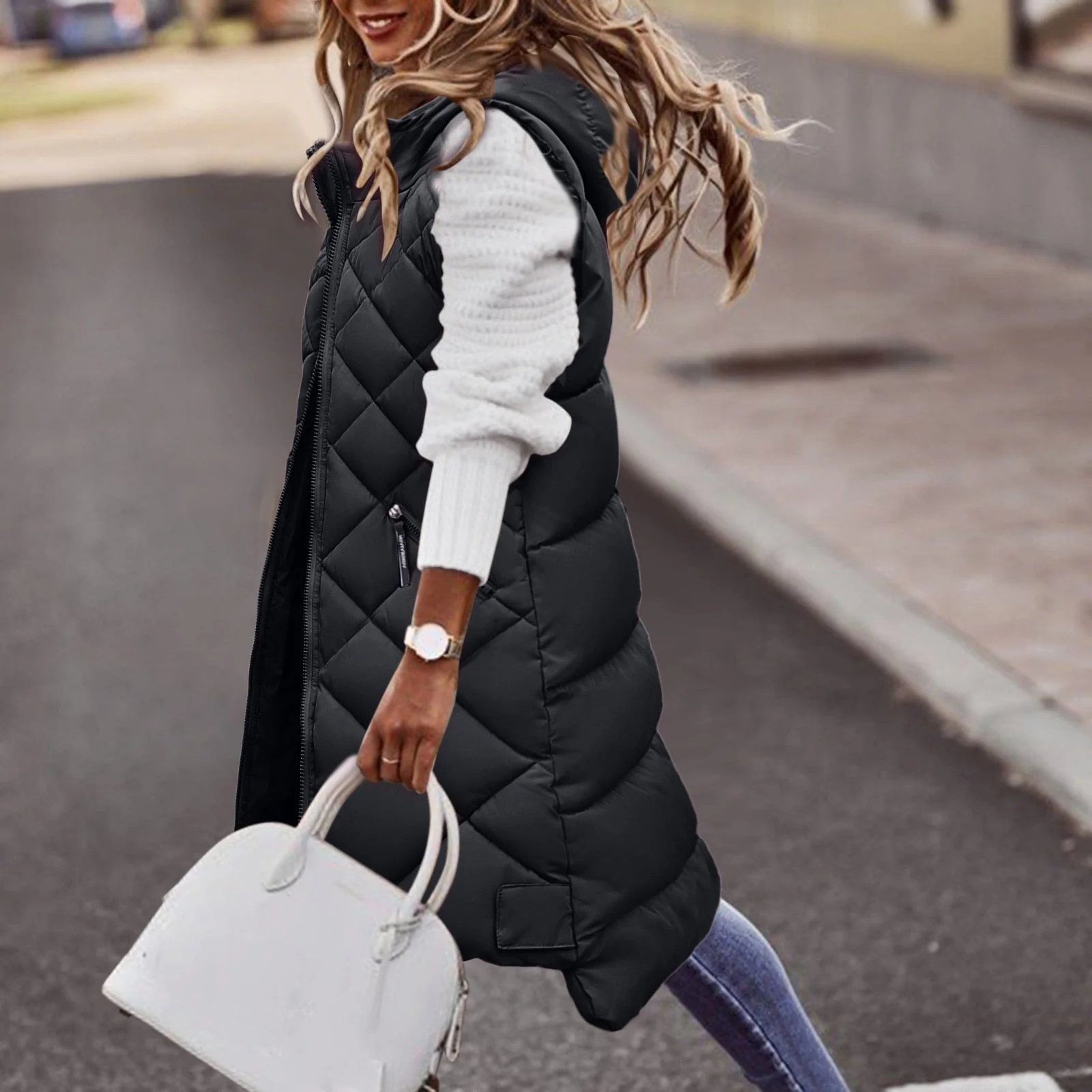 Lange Kapuzenweste für Damen | Winter - Image 2