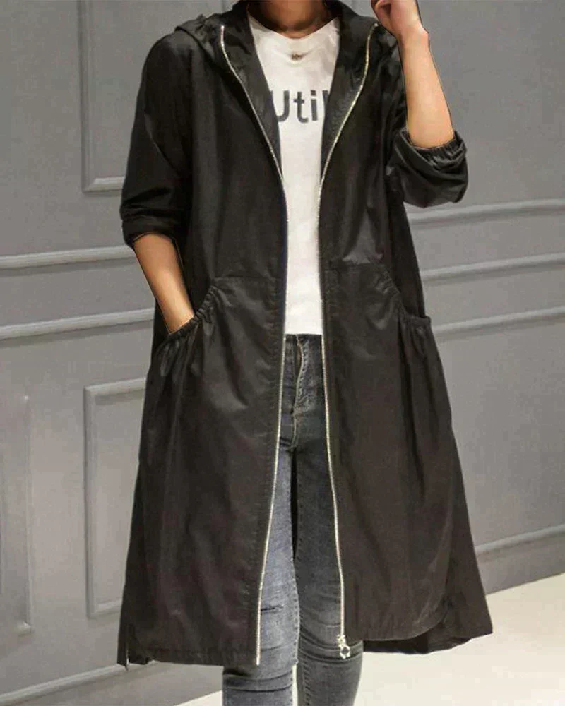 Lange Regenjacke für Damen | Mit Kapuze - Image 3