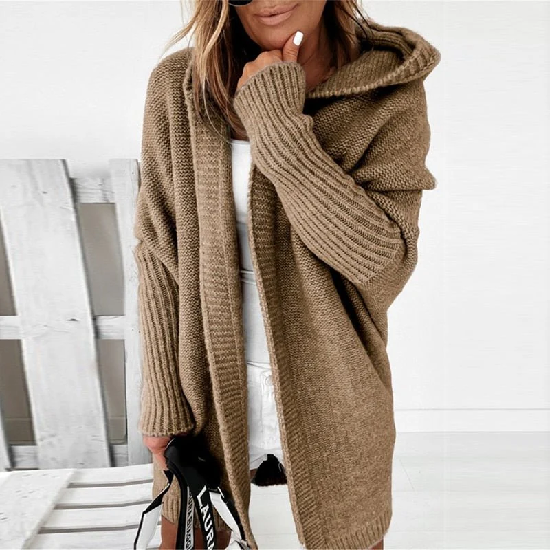 Lange Strickjacke für Damen | Mit Kapuze - Image 11