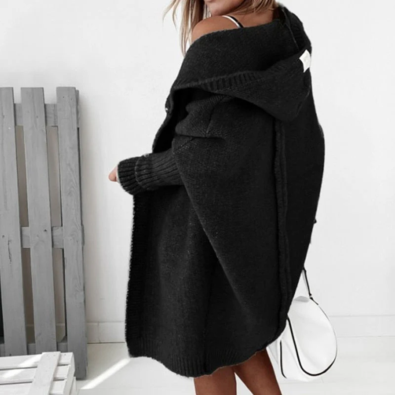 Lange Strickjacke für Damen | Mit Kapuze - Image 2