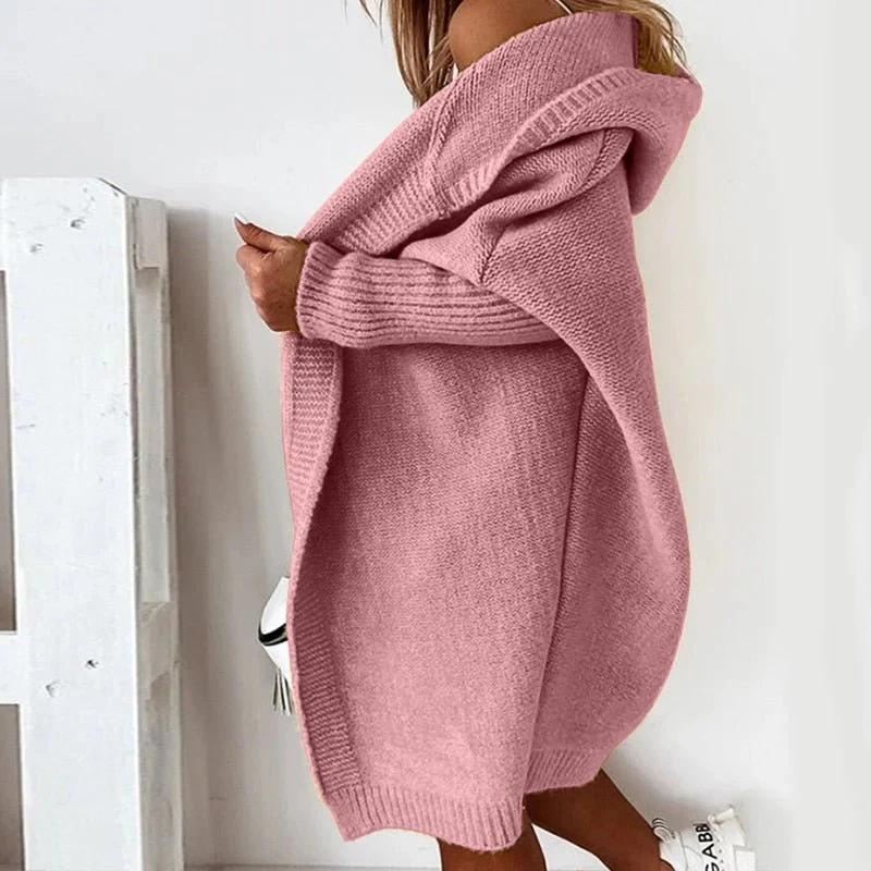 Lange Strickjacke für Damen | Mit Kapuze - Image 3