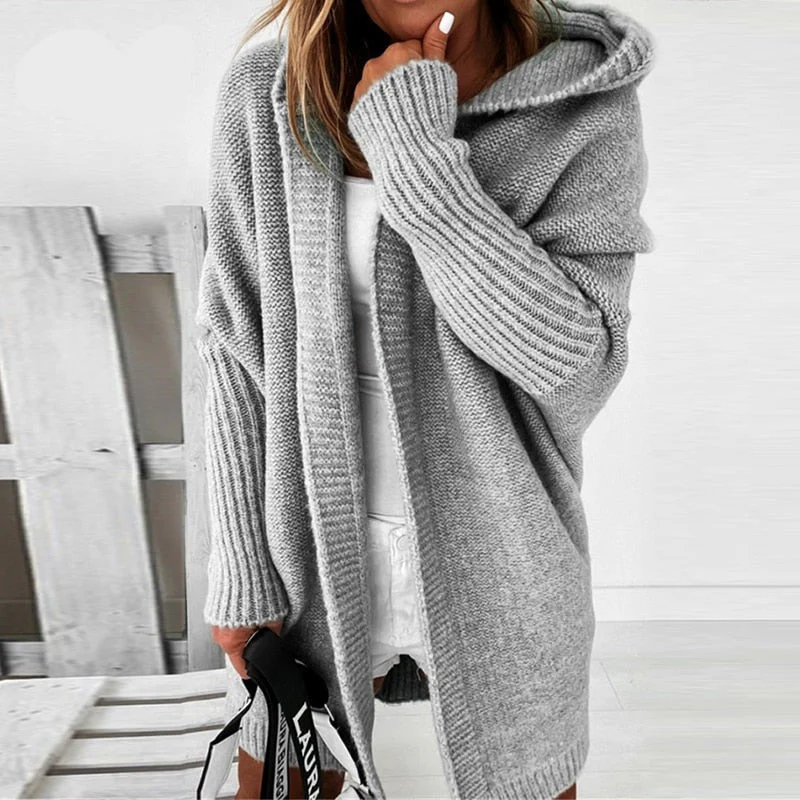 Lange Strickjacke für Damen | Mit Kapuze - Image 6